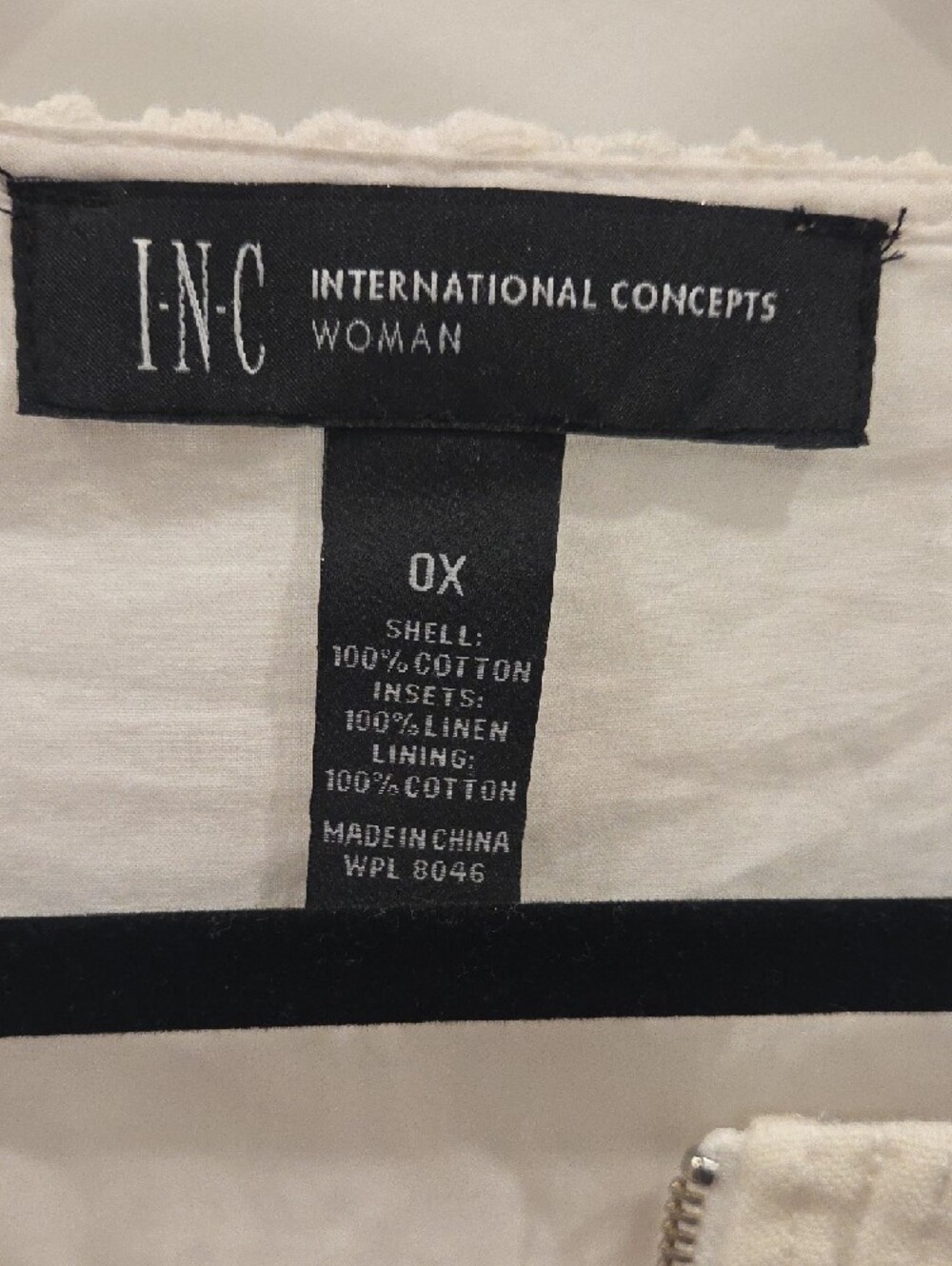 I.N.C. International Concepts Ivory Lace-Panel Zip Jacket - Picture 2 of 4